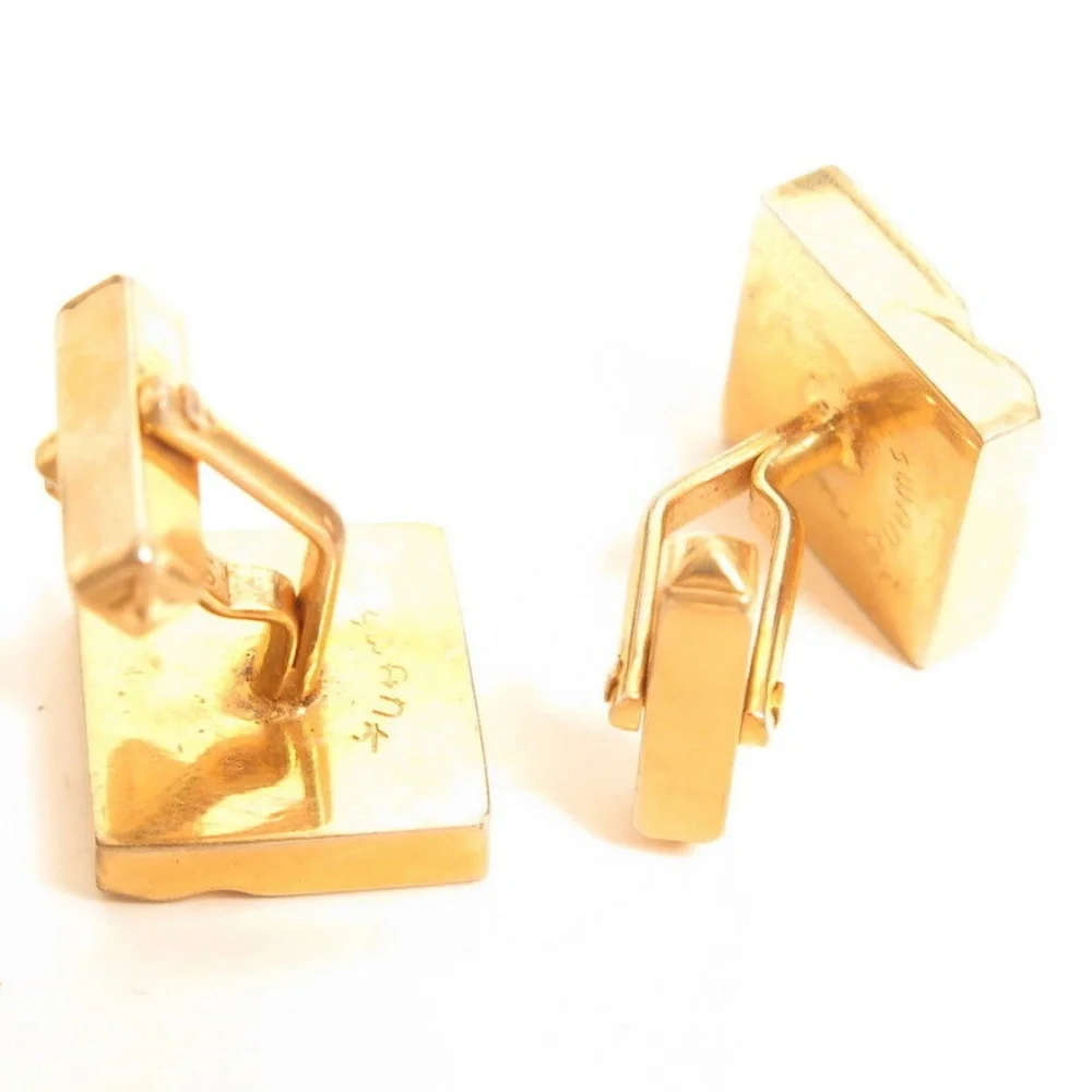 Vintage Swank Signed Square‎ Gold Plated Cufflinks